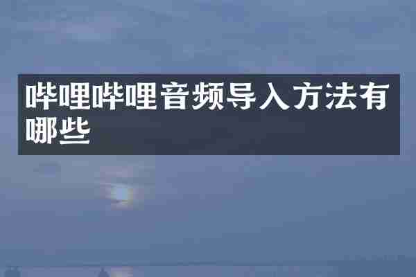 哔哩哔哩音频导入方法有哪些