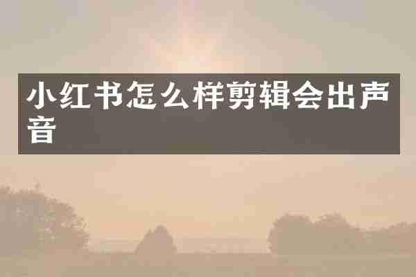 小红书怎么样剪辑会出声音