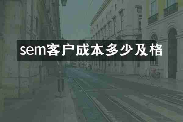 sem客户成本多少及格