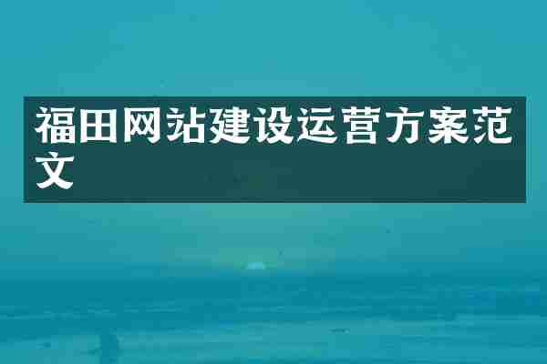 福田网站建设运营方案范文