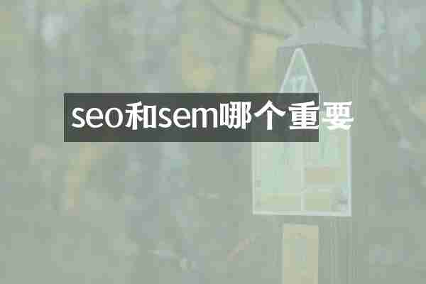 seo和sem哪个重要