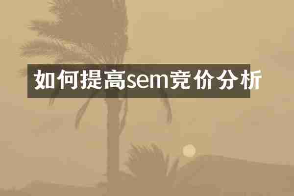 如何提高sem竞价分析