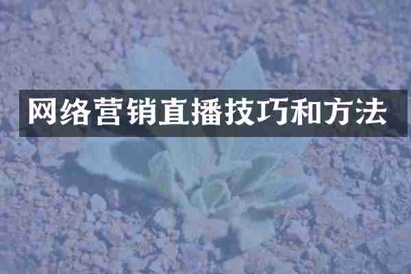 网络营销直播技巧和方法