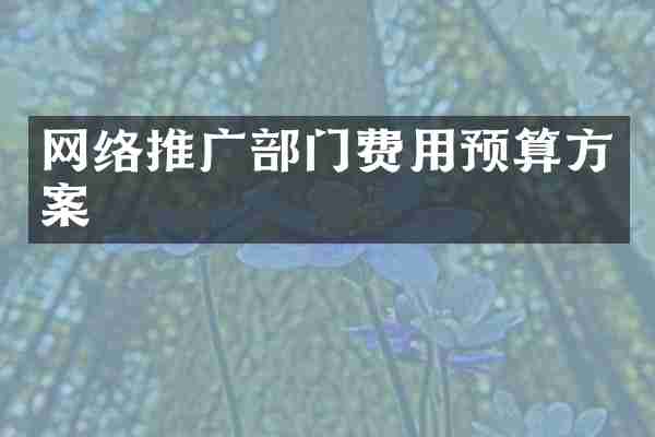 网络推广部门费用预算方案