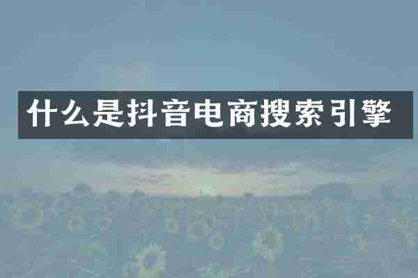什么是抖音电商搜索引擎