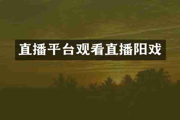 直播平台观看直播阳戏