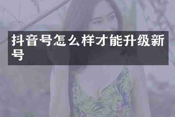 抖音号怎么样才能升级新号