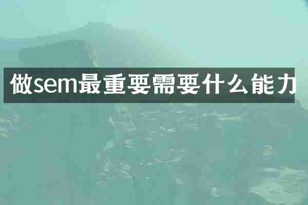 做sem最重要需要什么能力