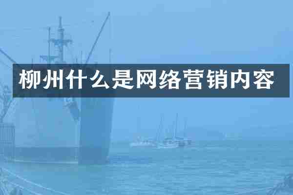 柳州什么是网络营销内容