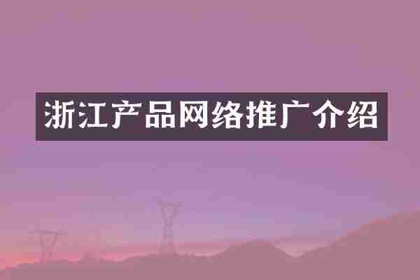 浙江产品网络推广介绍