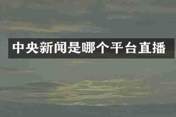 中央新闻是哪个平台直播