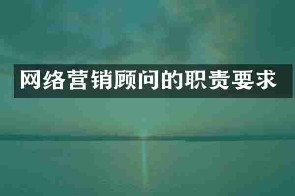 网络营销顾问的职责要求