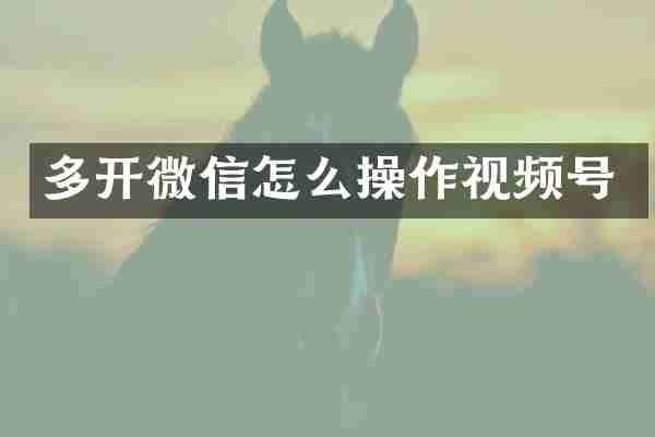 多开微信怎么操作视频号