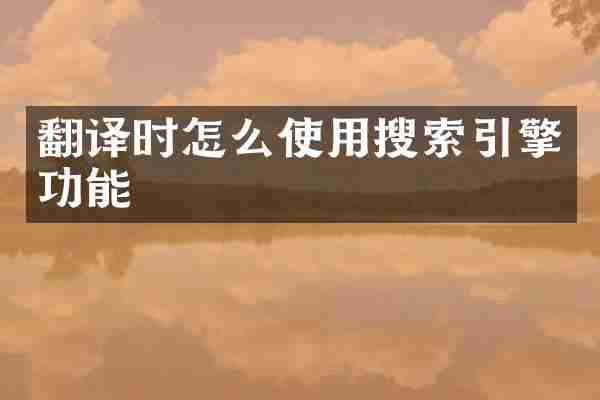 翻译时怎么使用搜索引擎功能