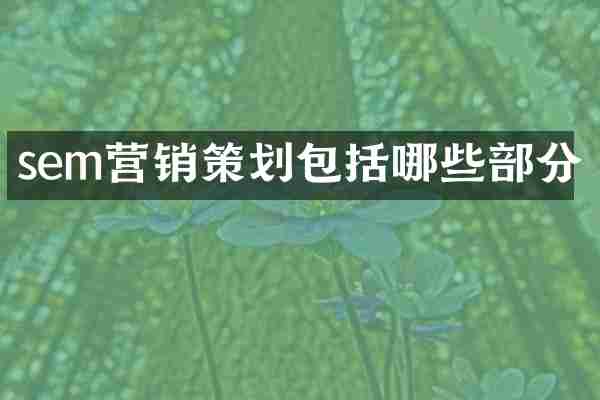 sem营销策划包括哪些部分