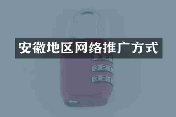 安徽地区网络推广方式