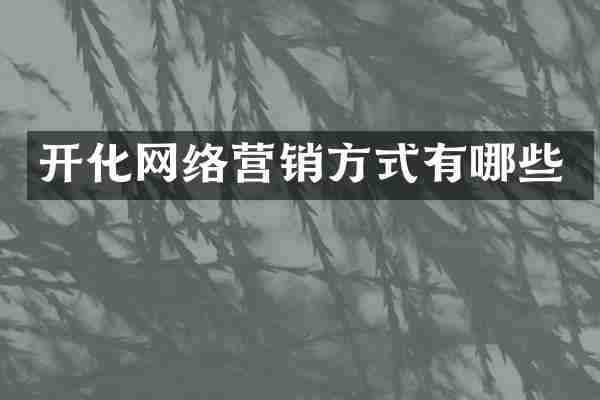 开化网络营销方式有哪些