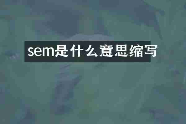 sem是什么意思缩写