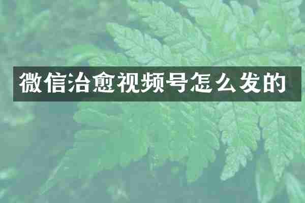 微信治愈视频号怎么发的
