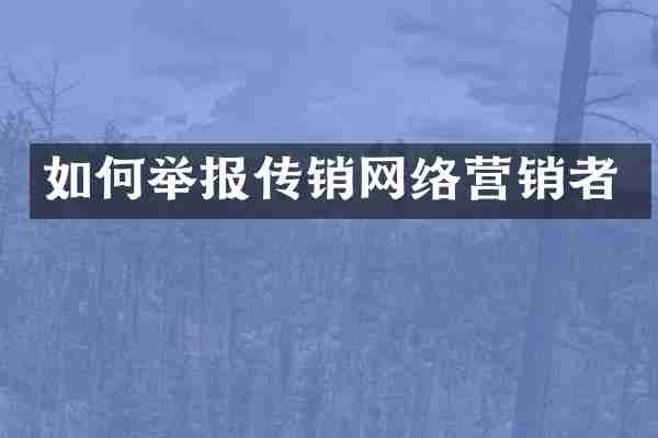 如何举报传销网络营销者