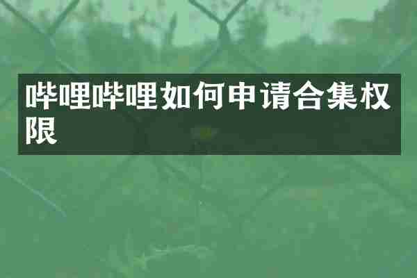 哔哩哔哩如何申请合集权限