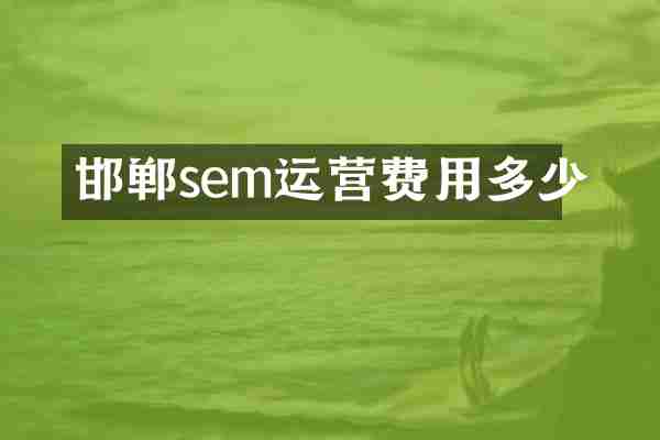 邯郸sem运营费用多少