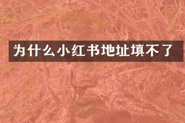 为什么小红书地址填不了