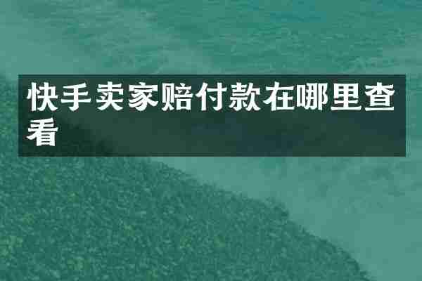 快手卖家赔付款在哪里查看