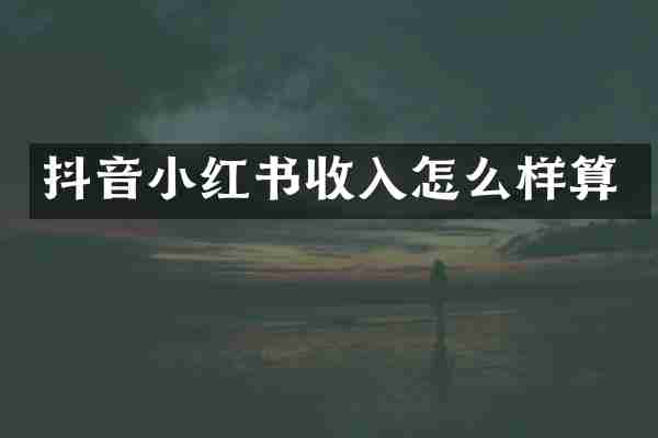 抖音小红书收入怎么样算