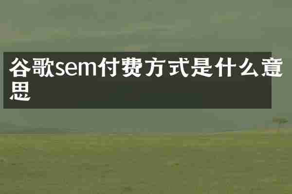 谷歌sem付费方式是什么意思