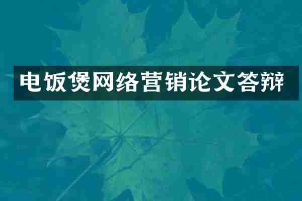 电饭煲网络营销论文答辩