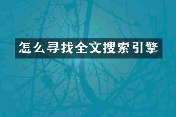 怎么寻找全文搜索引擎