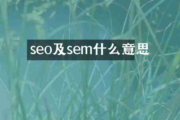 seo及sem什么意思