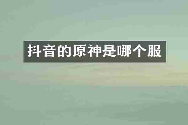 抖音的原神是哪个服