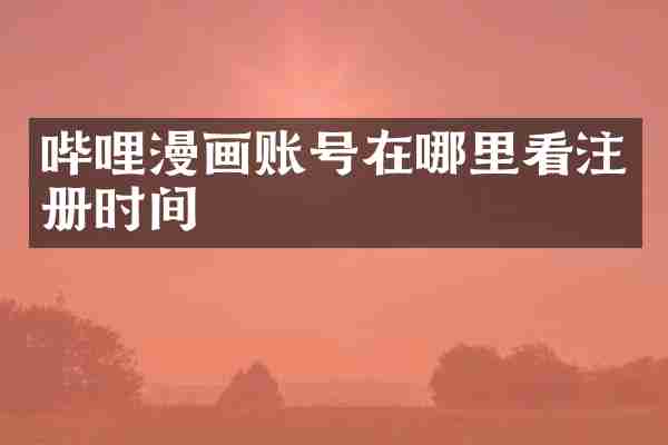 哔哩漫画账号在哪里看注册时间