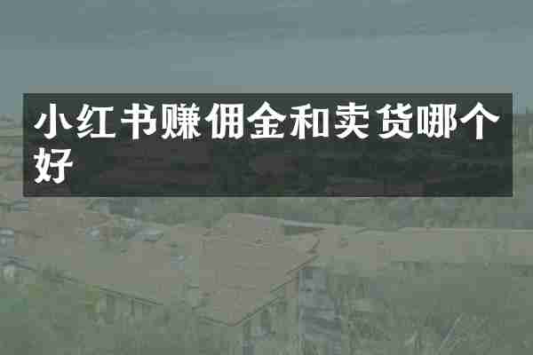 小红书赚佣金和卖货哪个好