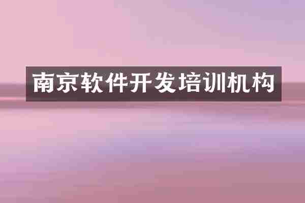 南京软件开发培训机构