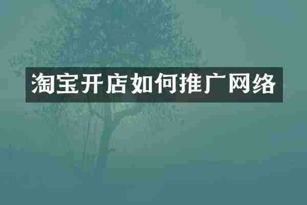 淘宝开店如何推广网络