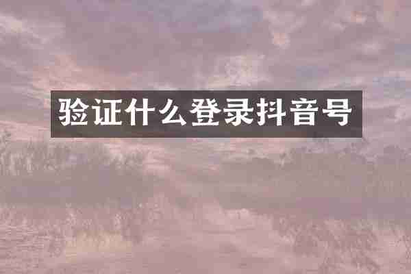 验证什么登录抖音号