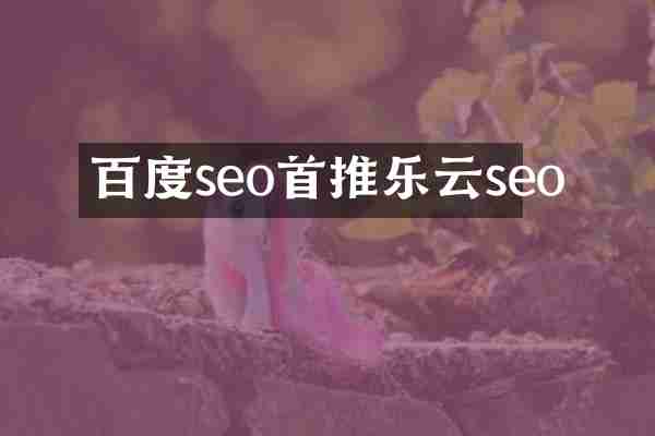 百度seo首推乐云seo