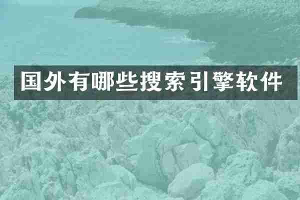 国外有哪些搜索引擎软件