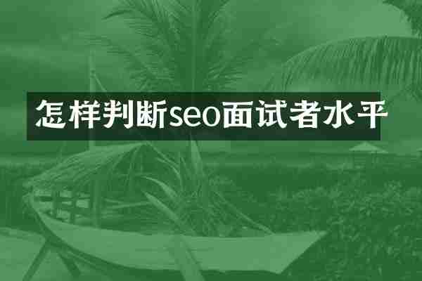 怎样判断seo面试者水平