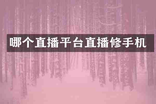 哪个直播平台直播修手机