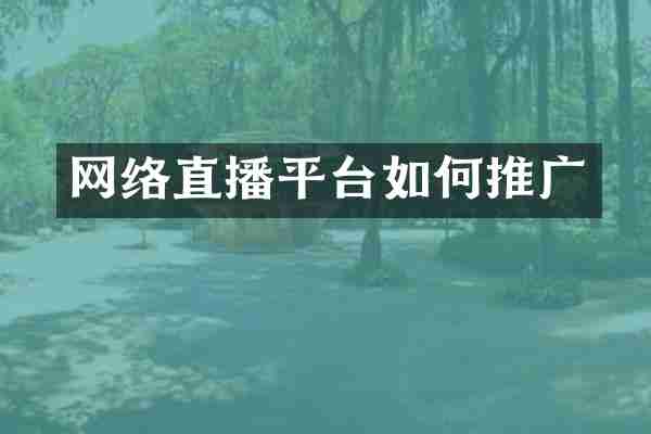 网络直播平台如何推广