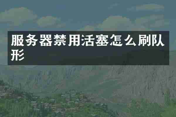 服务器禁用活塞怎么刷队形