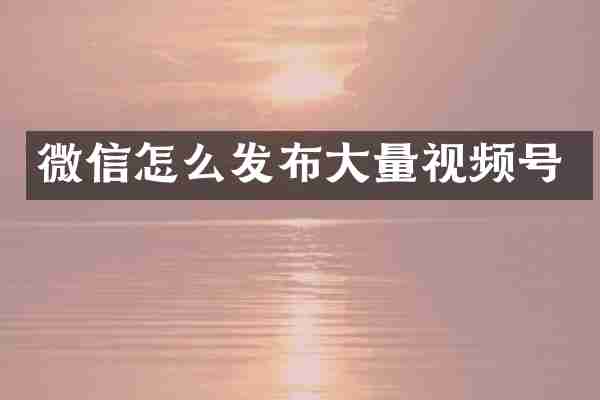 微信怎么发布大量视频号