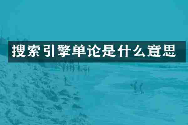 搜索引擎单论是什么意思