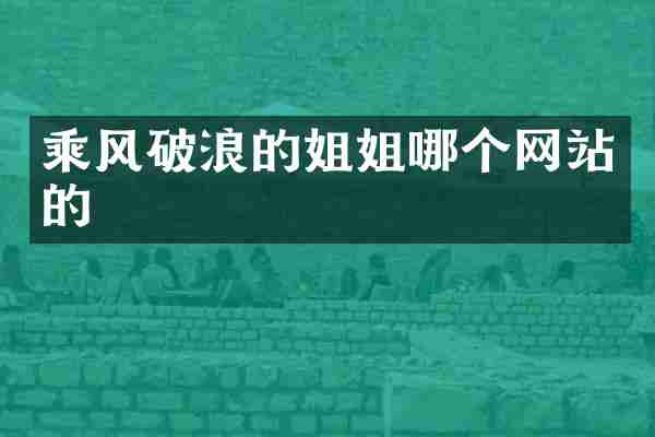 乘风破浪的姐姐哪个网站的