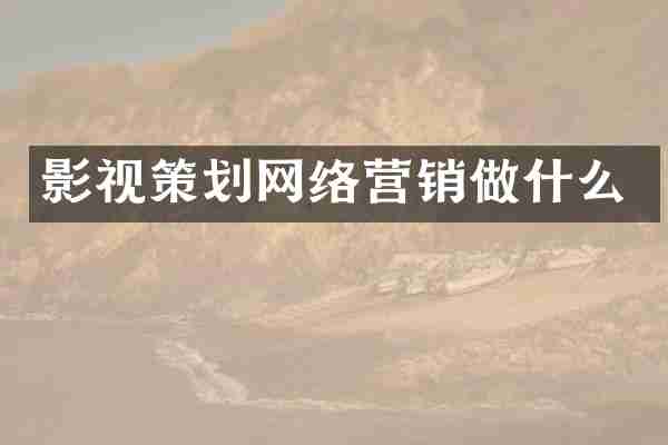 影视策划网络营销做什么