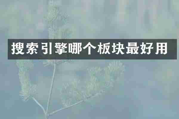 搜索引擎哪个板块最好用